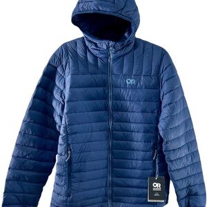 NWT Outdoor Research Transcendent Down Hoodie Puffy Men's Medium Blue New